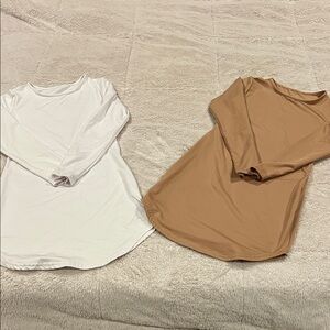 White and Tan Long Sleeve dress